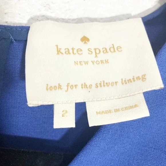 Kate Spade Blue Cap Sleeve Mini Dress, Size 2 - Picture 4 of 5